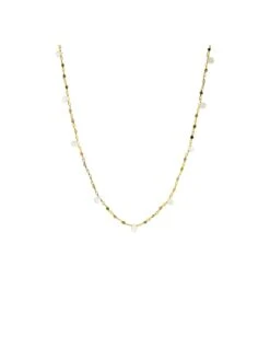 MARLYN SCHIFF GOLD PLATED NATURAL STONE BEADED NECKLACE