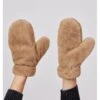 Hat Attack Fuzzy Faux Fur Mitten TAUPE