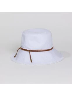 HAT ATTACK FRINGED BUCKET HAT WHITE