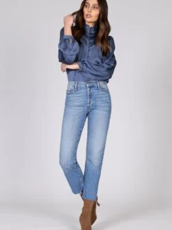 Black Orchid Brooklyn Straight Fray Jeans MEDIUM BLUE -Brave Sales Store AA0B498C1417000PRODUCT 01