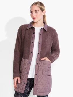 Quilted Mix Media Coat COCOA -Brave Sales Store ACTF238175COCPRODUCT 04