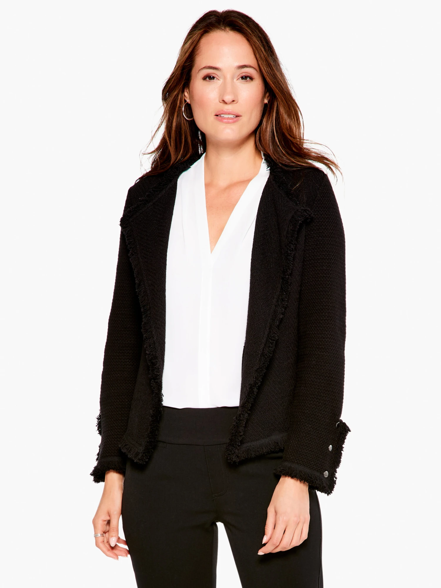 Fringe Mix Knit Jacket BLACK ONYX 1 Fringe Mix Knit Jacket BLACK ONYX