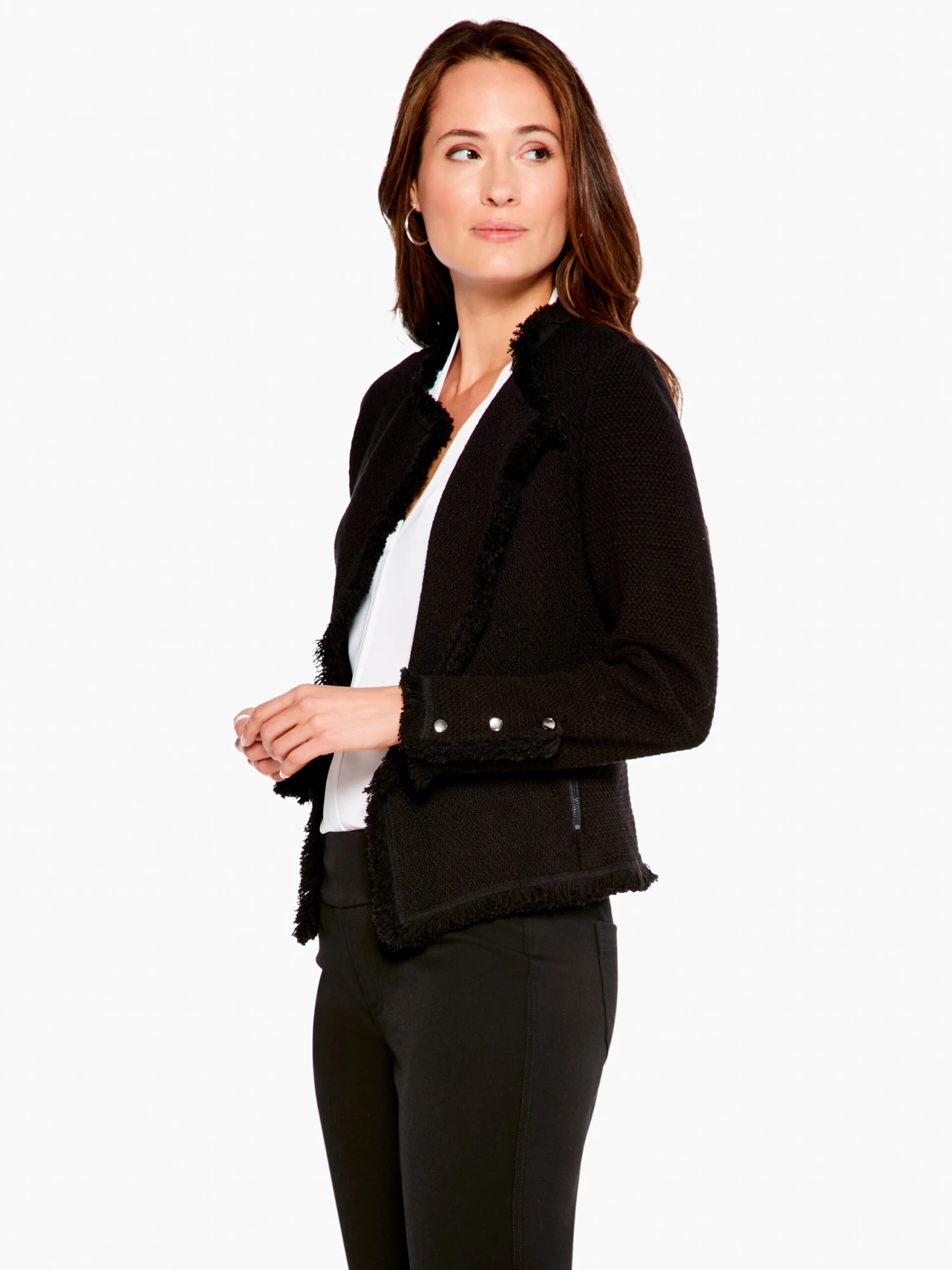 Fringe Mix Knit Jacket BLACK ONYX 2 Fringe Mix Knit Jacket BLACK ONYX - Image 2