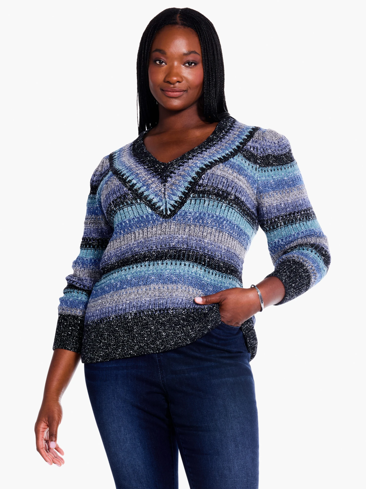 Sapphire Stripes Sweater BLUE MULTI 1 Sapphire Stripes Sweater BLUE MULTI