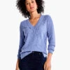 Waffle Stitch V-Neck Sweater IRIS