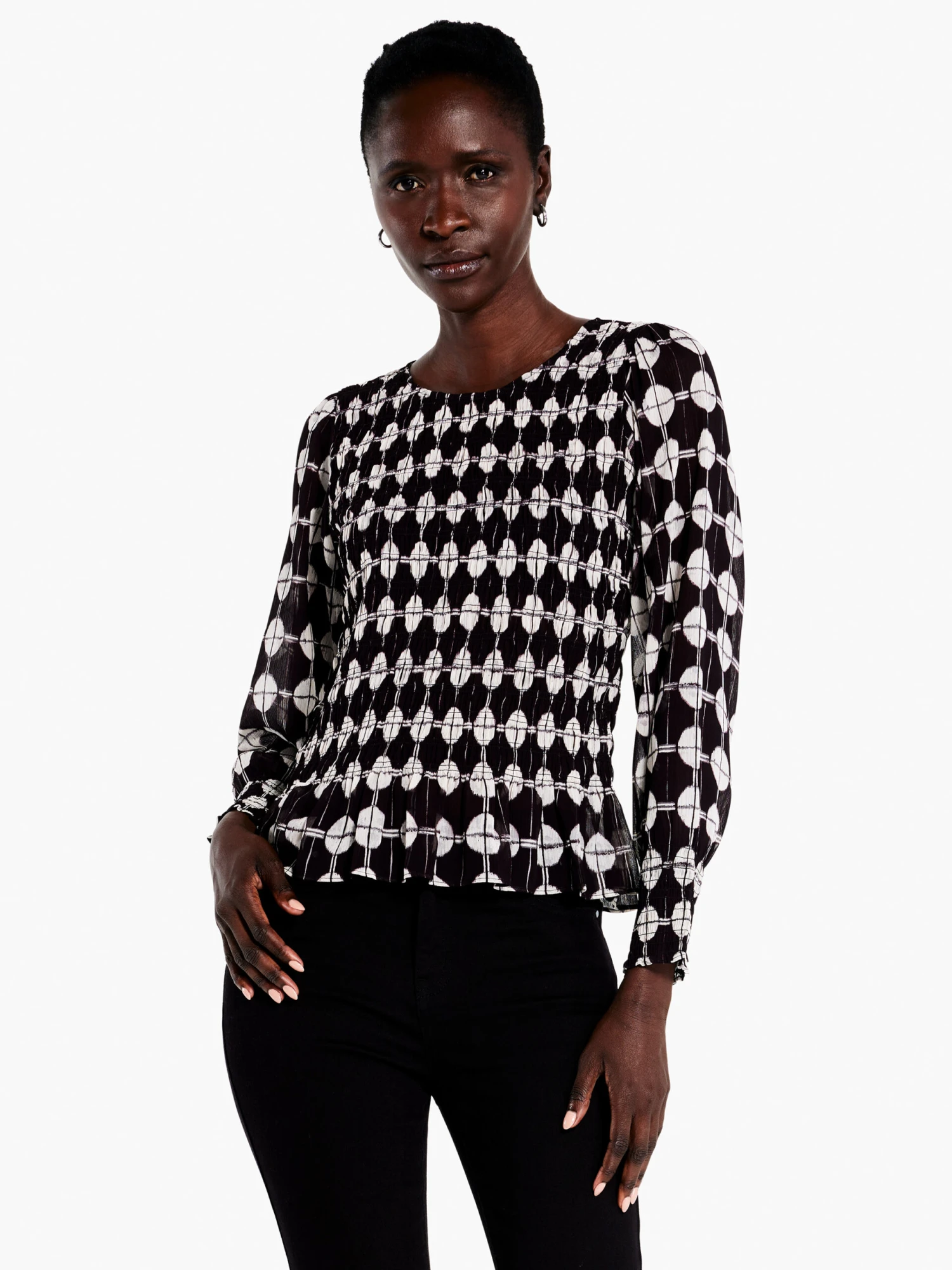 Chiffon Dot Top BLACK MULTI 1 Chiffon Dot Top BLACK MULTI