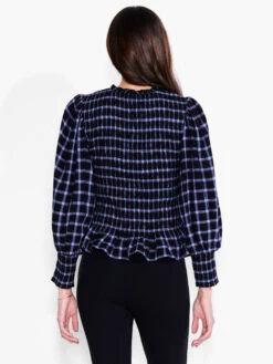 Twilight Plaid Smocked Top BLUE MULTI -Brave Sales Store F231644BLTPRODUCT 03