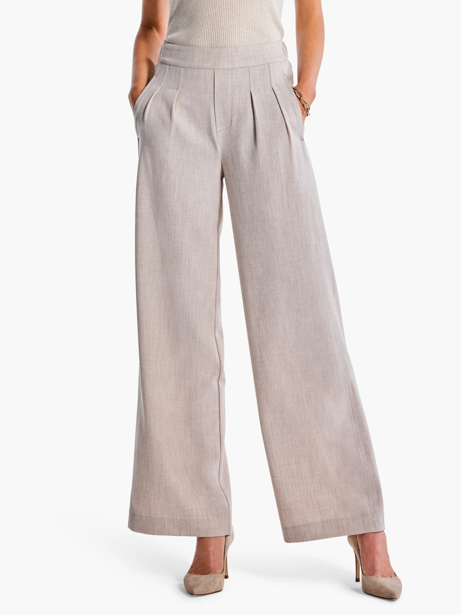 31" Bi-Stretch Twill Wide-Leg Pant BISCOTTI HEATHER 1 31" Bi-Stretch Twill Wide-Leg Pant BISCOTTI HEATHER