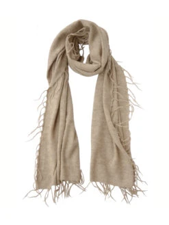 Meg Cohen Full Fringe Alpaca Scarf TAN