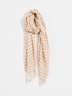 Hat Attack Stitched Plaid Scarf IVORY