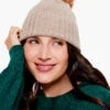 Hat Attack Cashmere Hat With Faux Fur Pom TAUPE