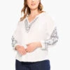 Embroidered Solstice Top WHITE MULTI