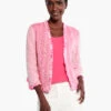 Zig Zag Fringe Mix Knit Jacket SHOCKING PINK