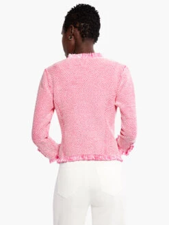Zig Zag Fringe Mix Knit Jacket SHOCKING PINK -Brave Sales Store M231110SKPPRODUCT 03