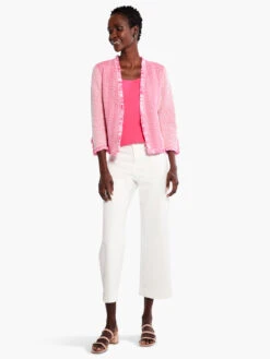 Zig Zag Fringe Mix Knit Jacket SHOCKING PINK -Brave Sales Store M231110SKPPRODUCT 04