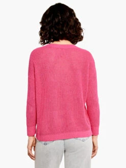 Summer Split Neck Sweater SHOCKING PINK -Brave Sales Store M231115SKPPRODUCT 03