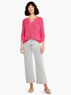 Summer Split Neck Sweater SHOCKING PINK -Brave Sales Store M231115SKPPRODUCT 04