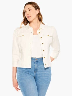 NZ Denim Femme Sleeve Denim Jacket PAPER WHITE