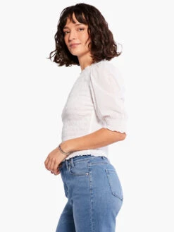 Cotton Lawn Smocked Top PAPER WHITE -Brave Sales Store M231600PWHPRODUCT 02