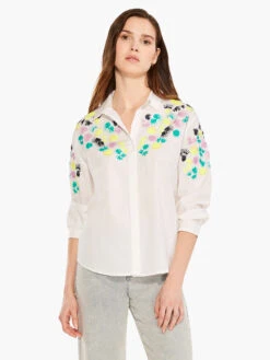 Placed Petals Shirt WHITE MULTI