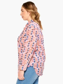 Geo Dots Boyfriend Shirt PINK MULTI -Brave Sales Store M231621WPKMPRODUCT 02