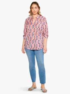 Geo Dots Boyfriend Shirt PINK MULTI -Brave Sales Store M231621WPKMPRODUCT 04