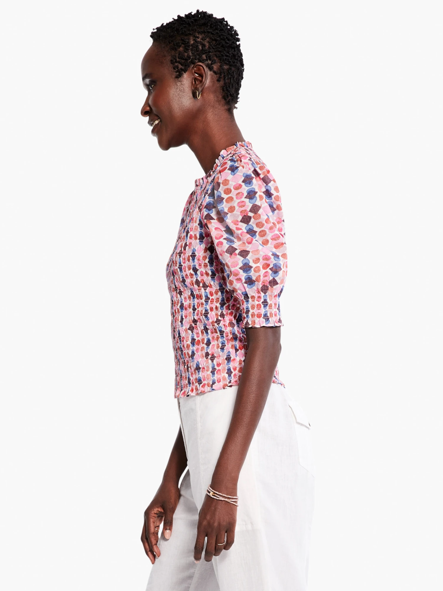 Geo Dots Smocked Top PINK MULTI 2 Geo Dots Smocked Top PINK MULTI - Image 2