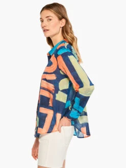 Love Art Joy Crinkle Shirt INDIGO MULTI -Brave Sales Store M231643IMIPRODUCT 02