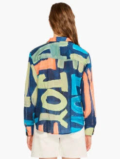 Love Art Joy Crinkle Shirt INDIGO MULTI -Brave Sales Store M231643IMIPRODUCT 03