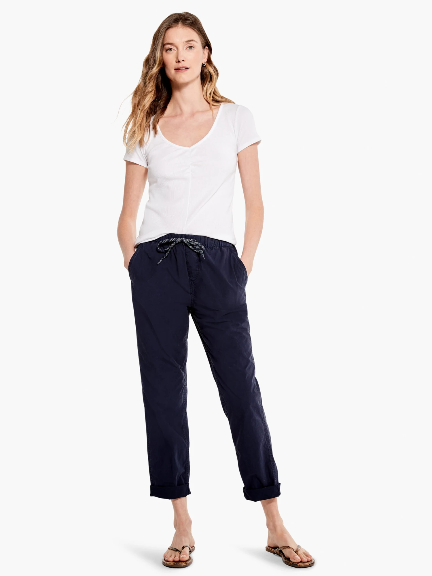 Cotton Poplin Relaxed Ankle Pant DARK INDIGO 2 Cotton Poplin Relaxed Ankle Pant DARK INDIGO - Image 2