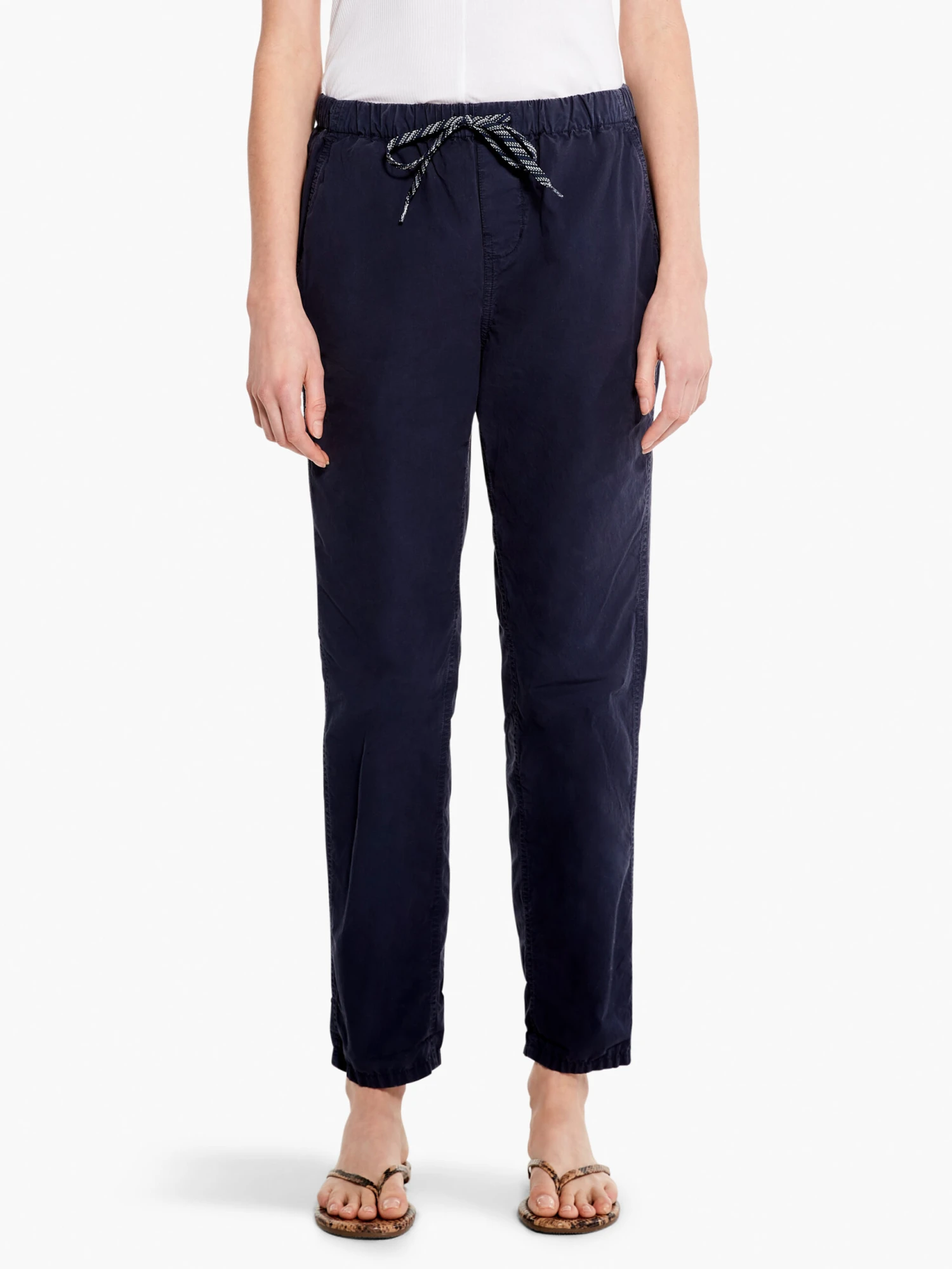 Cotton Poplin Relaxed Ankle Pant DARK INDIGO 1 Cotton Poplin Relaxed Ankle Pant DARK INDIGO