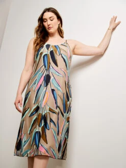 Banana Leaves Slip Dress AQUA MULTI