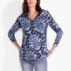 NZT Shadow Florals Long Sleeve V Tee GREY MULTI