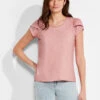 NZT Short Sleeve Tulip Sleeve Scoop Tee GINGER ROSE
