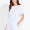 NZT Short Sleeve Round Neck French Terry Top PAPER WHITE