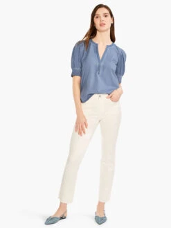 NZT Elbow Sleeve Split Neck Tee CHINA BLUE -Brave Sales Store NZTM232030CHBPRODUCT 04