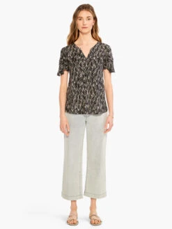 NZT Sketched Leaves Flutter Sleeve Split Neck Tee BLACK MULTI 9 NZT Sketched Leaves Flutter Sleeve Split Neck Tee BLACK MULTI -Brave Sales Store NZTM232031BLMPRODUCT 04