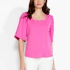 NZT Square Neck Flutter Sleeve Tee FREESIA