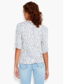 NZT Ikat Ruched Elbow Sleeve Split Neck BLUE MULTI -Brave Sales Store NZTS231023BLTPRODUCT 03