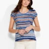 NZT Short Sleeve Scoop Wavy Stripe Tee BLUE MULTI