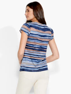 NZT Short Sleeve Scoop Wavy Stripe Tee BLUE MULTI -Brave Sales Store NZTS231038BLTPRODUCT 03