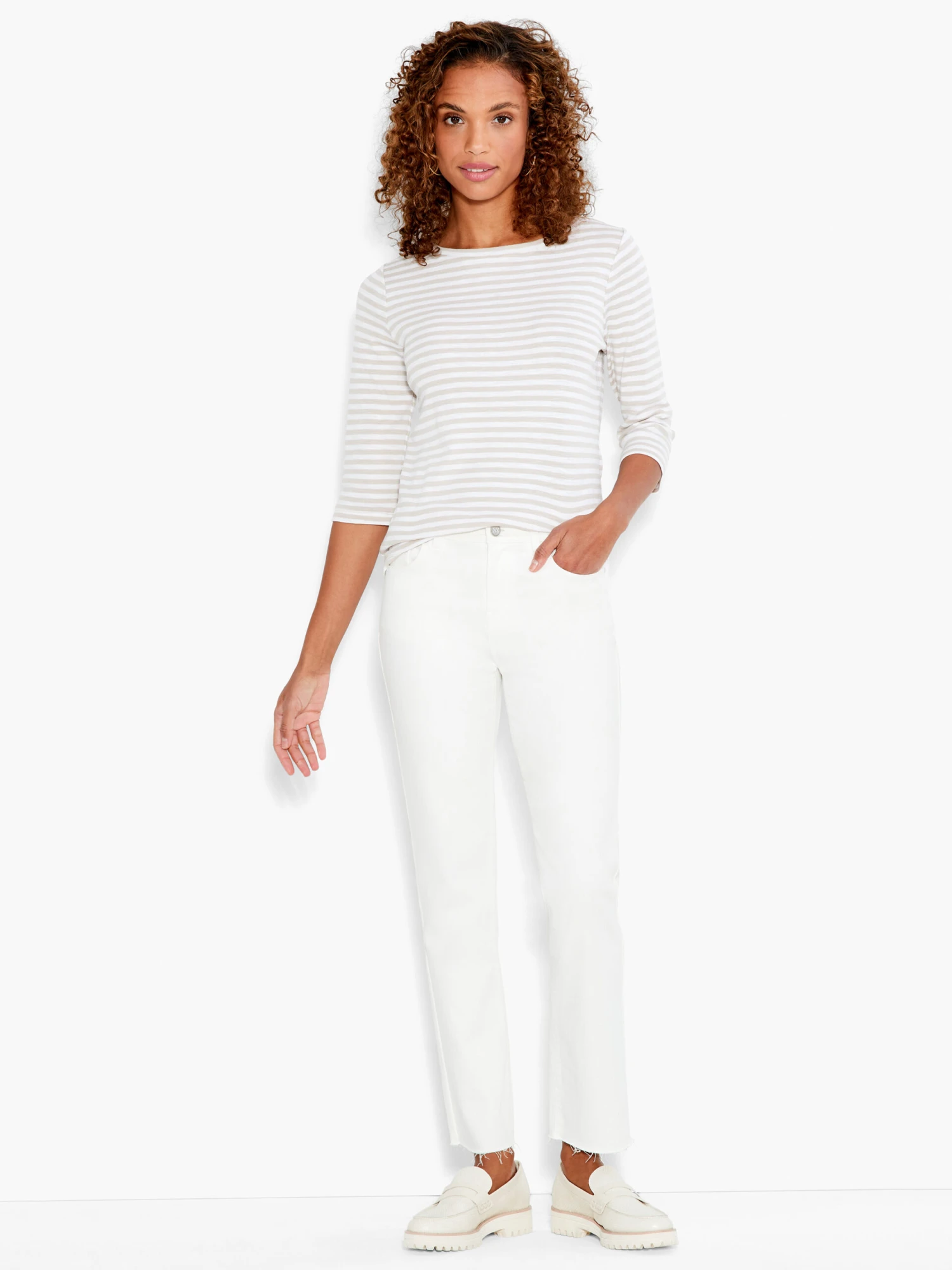 NZT 3/4 Sleeve Stripe Boat Tee NEUTRAL MULTI 4 NZT 3/4 Sleeve Stripe Boat Tee NEUTRAL MULTI - Image 4