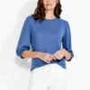 NZT Crew Neck 3/4 Pleated Sleeve Tee HARBOR BLUE