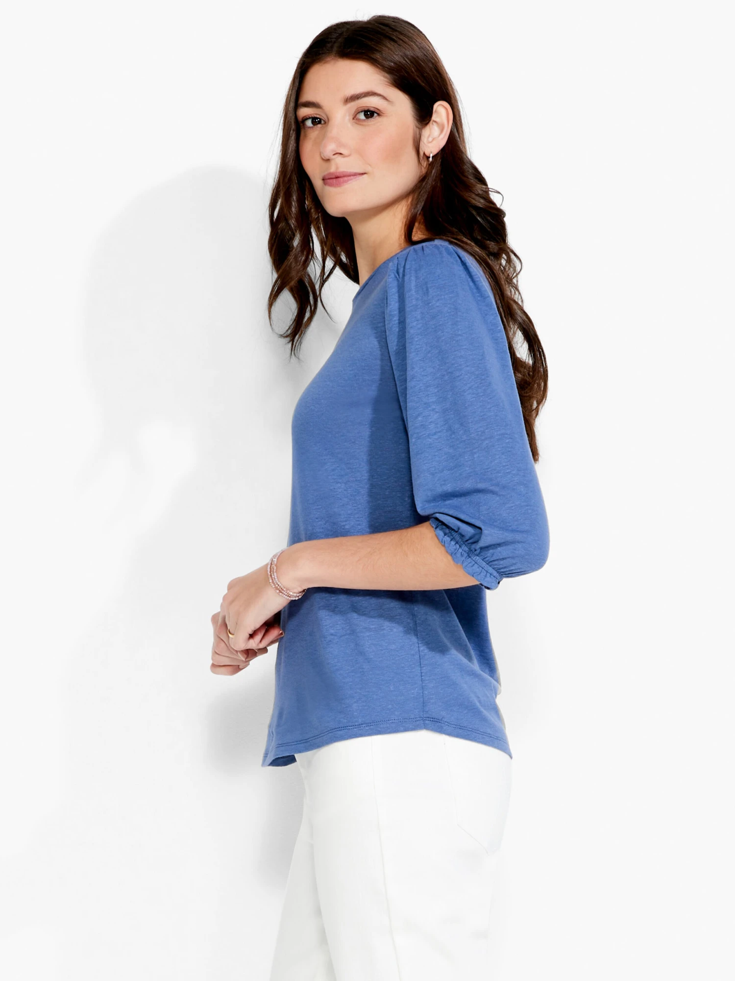 NZT Crew Neck 3/4 Pleated Sleeve Tee HARBOR BLUE 2 NZT Crew Neck 3/4 Pleated Sleeve Tee HARBOR BLUE - Image 2