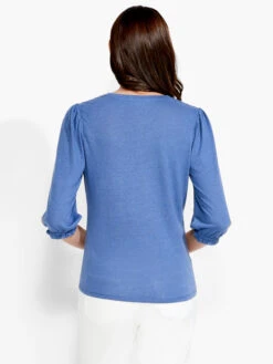 NZT Crew Neck 3/4 Pleated Sleeve Tee HARBOR BLUE 6 NZT Crew Neck 3/4 Pleated Sleeve Tee HARBOR BLUE -Brave Sales Store NZTS231088HBBPRODUCT 03