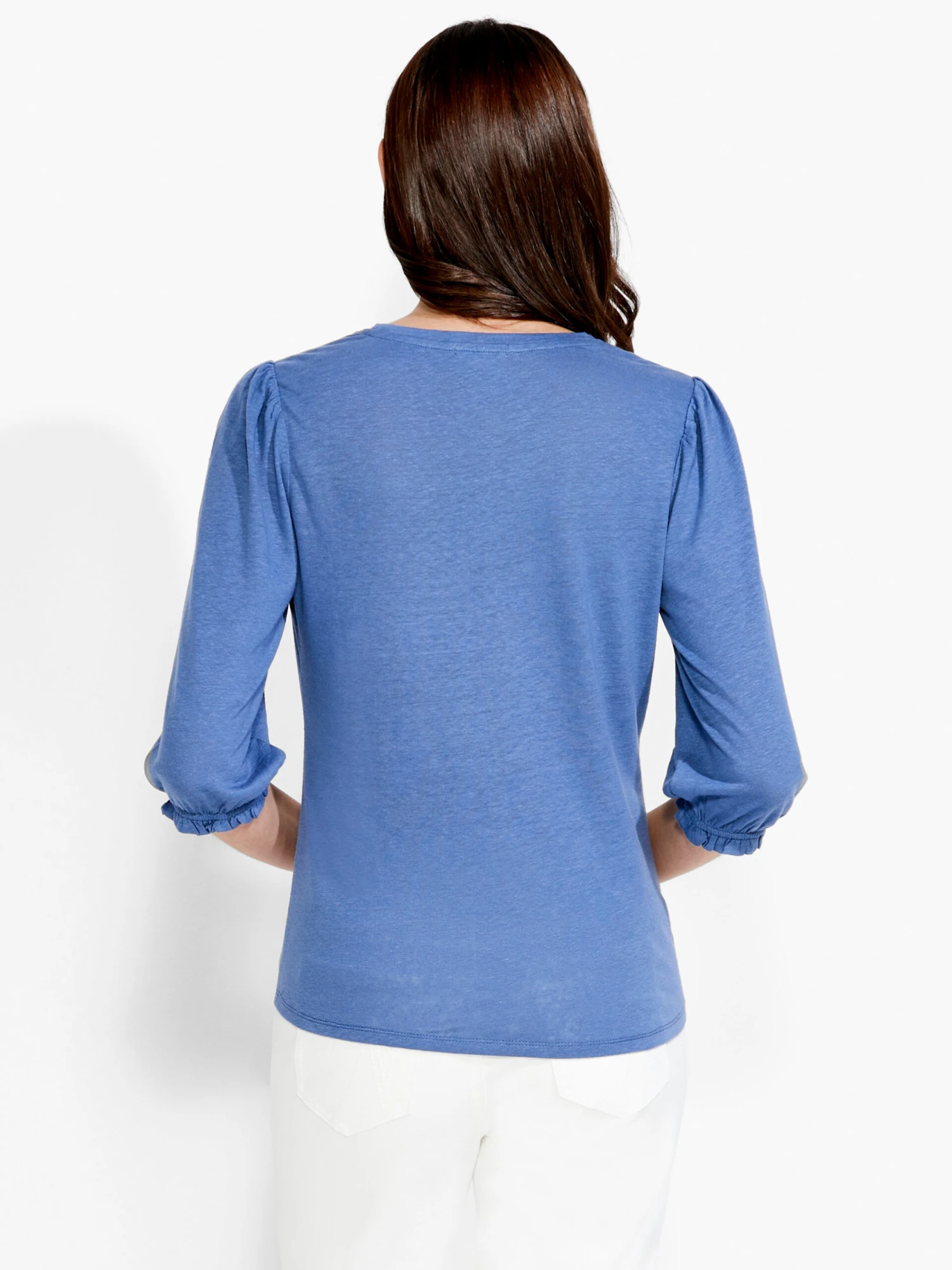 NZT Crew Neck 3/4 Pleated Sleeve Tee HARBOR BLUE 3 NZT Crew Neck 3/4 Pleated Sleeve Tee HARBOR BLUE - Image 3