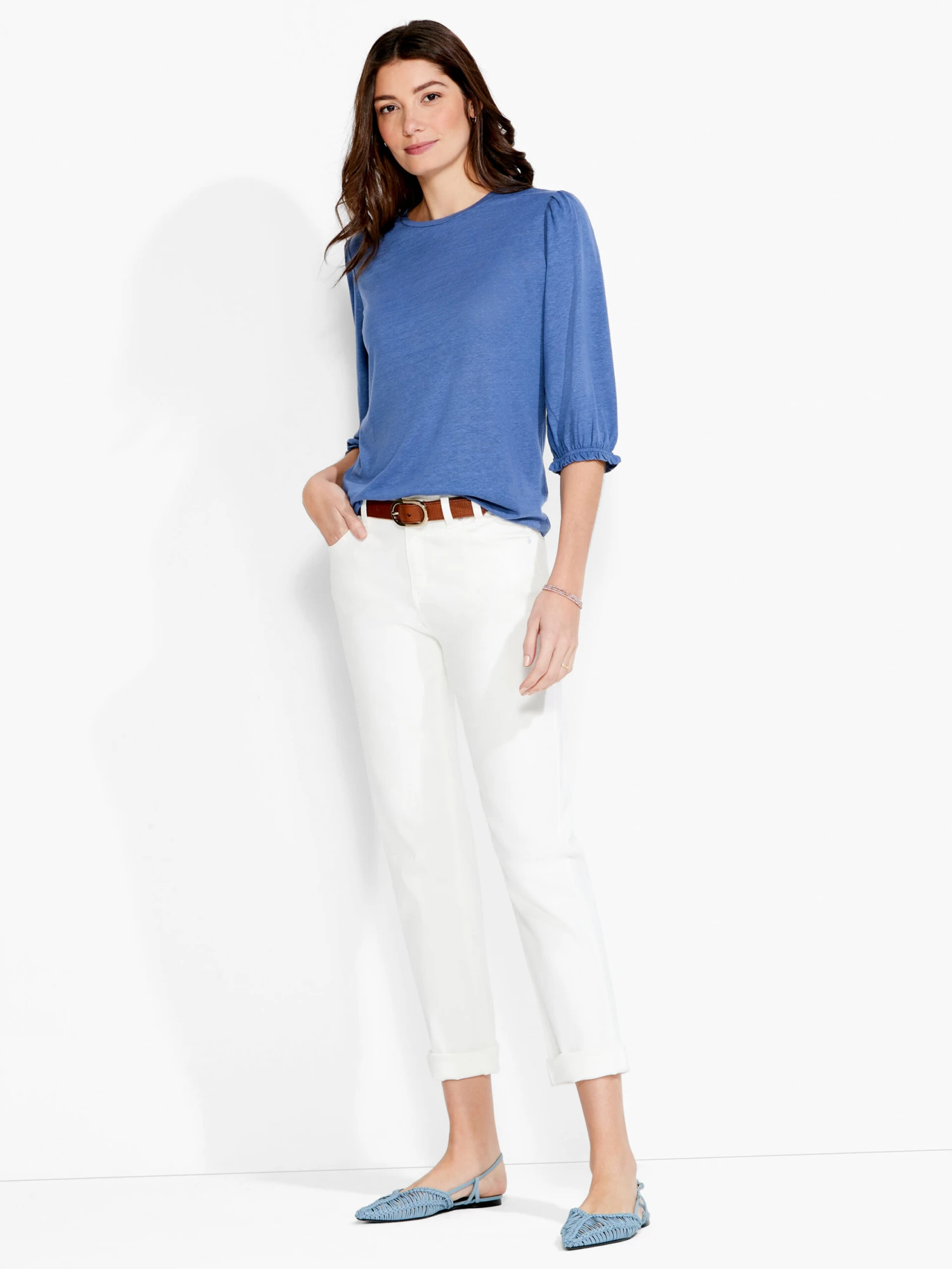 NZT Crew Neck 3/4 Pleated Sleeve Tee HARBOR BLUE 4 NZT Crew Neck 3/4 Pleated Sleeve Tee HARBOR BLUE - Image 4