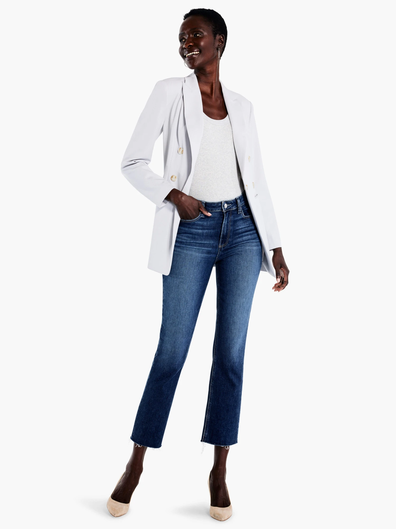 Paige Cindy W/ Raw Hem Jeans MEDIUM WASH 4 Paige Cindy W/ Raw Hem Jeans MEDIUM WASH - Image 4