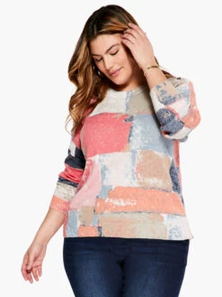 Printed Geo Sweater PINK MULTI