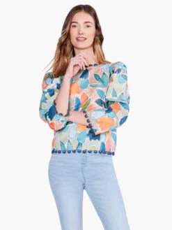 Citrus Grove Puff Sleeve Top BLUE MULTI
